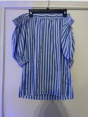 Milly Striped Off The Shoulder Cotton/Silk Blend Mini Dress size P